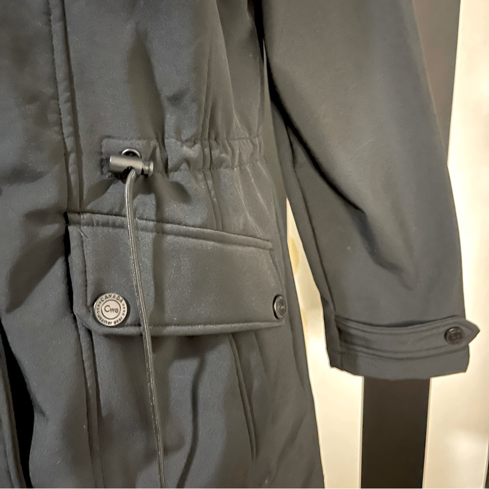 CANADA WEATHER GEAR Black Faux Fur Cinch-Waist Hooded Anorak - Large - Picture 7 of 11
